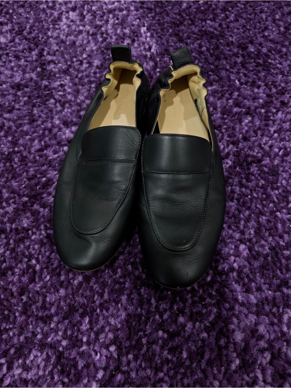 Men's Black Leather Slip-On Loafers with Cushioned Insole